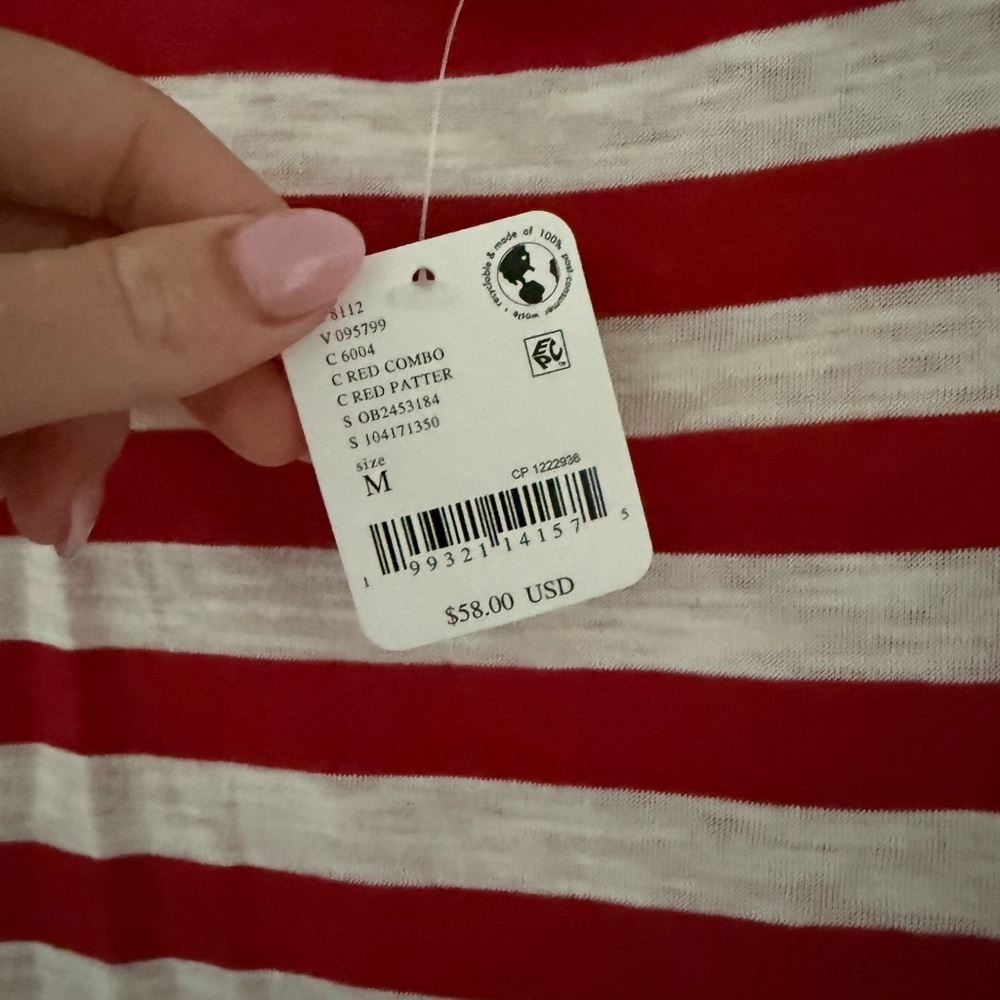 Free People Striped Short-Sleeve Tee - Red & White - Picture 2 of 2